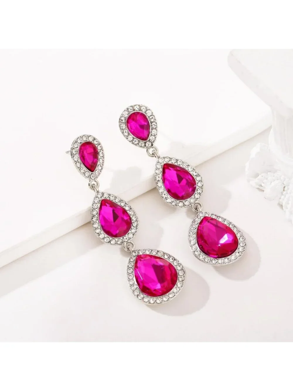 Glam Vintage Rhinestone Teardrop Dangle Earrings | Crystal Chandelier for
